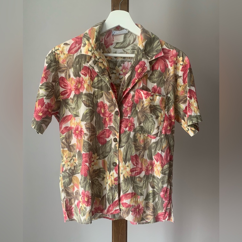 VINTAGE JANTZEN | Floral Hawaiian Style Button Up Shirt